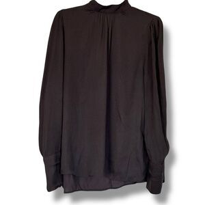 H&M Women’s Long Sleeve Lightweight High Neck Black Dotted Blouse 14